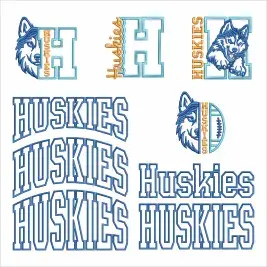 Huskies School Mascot Sports Game Spirit Bundle Embroidery Design