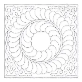Abstract Flower Wreath Quilt Block Embroidery Design