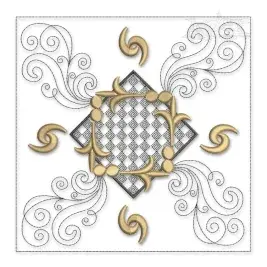 Abstract Wavy Pattern Quilt Block Embroidery Design