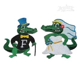 Alligator Wedding Couple Machine Embroidery Design | Apex Digitized