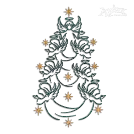 Cute Baby Angel Christmas Tree Theme Machine Embroidery Design