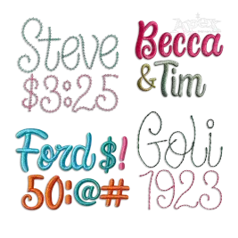 Aquata Script Regular 3D Puff Chain Stitch Embroidery Font Apex All