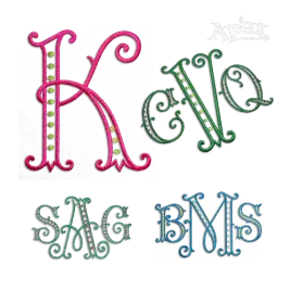 Baroque Beauty Arabesque Dots Machine Embroidery Font - Apex All