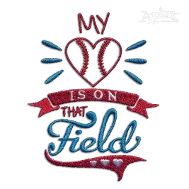 My Heart is on that Baseball Field Machine Embroidery Designs