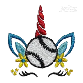 Baseball Softball Unicorn Machine Embroidery Design Digitized by Apex
