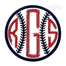 Baseball Virgule Stitches Circle Round Embroidery Font Sample Frame