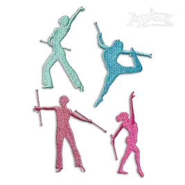 Baton Twirling Twirler Silhouette Machine Embroidery Designs