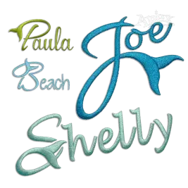 Ocean Fin Tail Letters Machine Embroidery Font - Apex