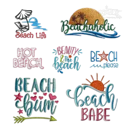 Beach Word Art Pack Ocean Sea Embroidery by Apex