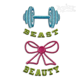 Beast and The Beauty Gym Workout Machine Embroidery Design