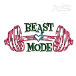 Beast Mode Weightlifting Weight Gym Embroidery Design