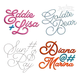 Bernard Script Regular 3D Puff Chain Stitch Embroidery Font Bundle Apex All