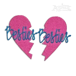 Besties Heart Machine Embroidery Design by Apex