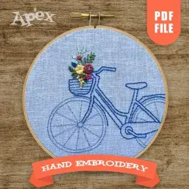 Bicycle and Flowers Hand Embroidery Pattern