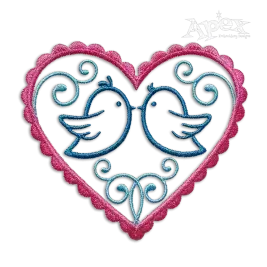 Lover Birds Couple Heart Shaped Machine Embroidery Design | Apex