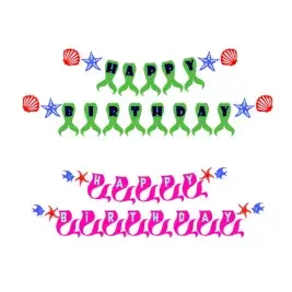 Birthday Mermaid Banner SVG Cuttable Design