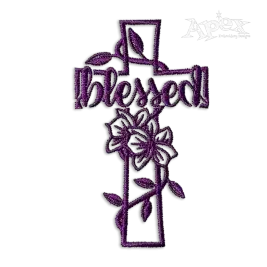 Flowers Blessed Cross Religious Machine Embroidery Designs