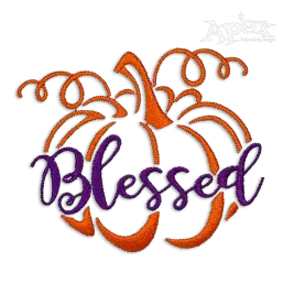 Blessed Word Art Pumpkin Machine Embroidery Design by Apex