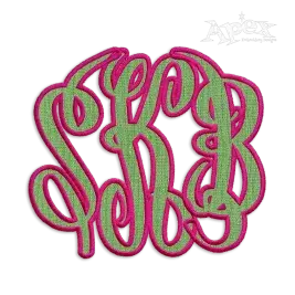 Bold Curlz Circle Monogram Applique Embroidery Font - Apex Designs