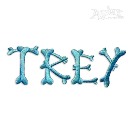 Bones Alphabet Letters Embroidery Font Design by Apex