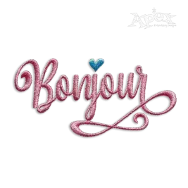 Bonjour Hello French Machine Embroidery Design by Apex 
