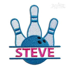Bowling Split Name Machine Embroidery Frames Design