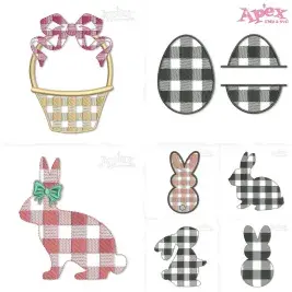 Buffalo Plaid Easter Bunny Embroidery Designs Bundle thumbnail