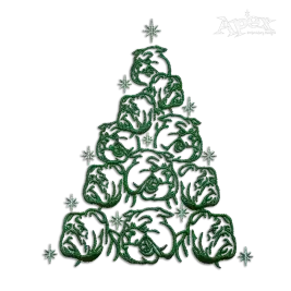 Bulldog dog Christmas Tree Machine Embroidery Design by Apex