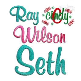 Casual Embroidery Font with Candy Christmas Designs All