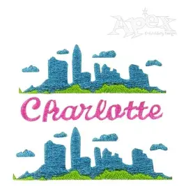 Charlotte City Skyline Embroidery Design
