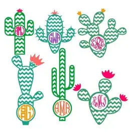 Chevron Cactus SVG Cuttable Frames