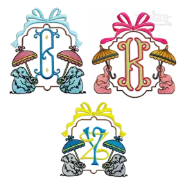 Chinoiserie Elephant Umbrella Machine Embroidery Designs by Apex All