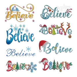 Christmas Believe Word Art Machine Embroidery Designs by Apex All