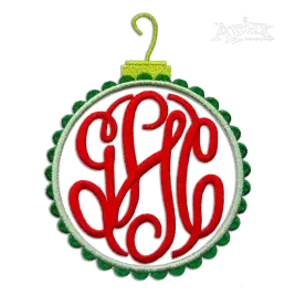 Christmas Bulb Machine Embroidery Font Sample Monogram