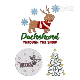 Christmas Tree Dachshund Through the Snow Embroidery Apex