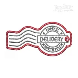 Christmas Express Delivery Stamp Tag ITH Embroidery Design