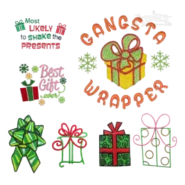 Christmas Gift Present Machine Embroidery Designs Digitized by Apex All