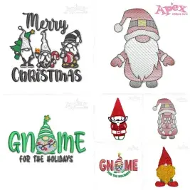 Christmas Gnome Embroidery Designs Bundle thumbnail