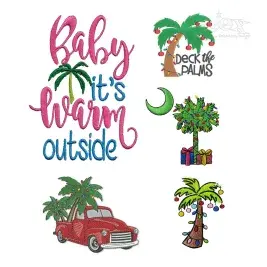 Christmas Palm Tree Tropical Holiday Pack Embroidery by Apex