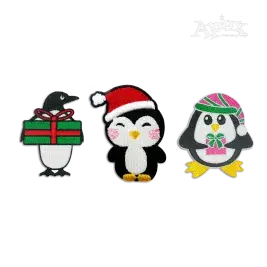Christmas Penguin with Santa Hat Present Embroidery Designs Apex all