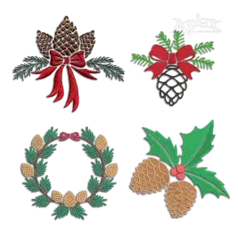 Christmas Pinecone Wreath Machine Embroidery Design - Apex All