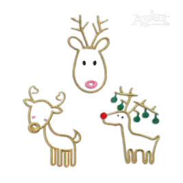 Christmas Reindeer Line Art Machine Embroidery Designs by Apex all