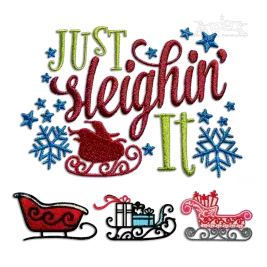 Christmas Santa Claus Sleigh Machine Embroidery Designs by Apex All