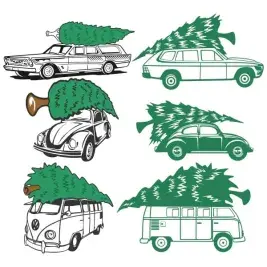 Christmas Tree Cars Roof Svg Cuttable Designs