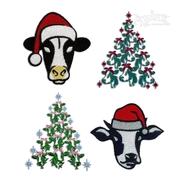 Christmas Tree Cow Heifer Machine Embroidery Designs by Apex All