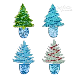 Antique Chinoiserie Christmas Tree Machine Embroidery Designs