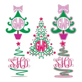 Christmas Tree Monogram Cuttable Frames