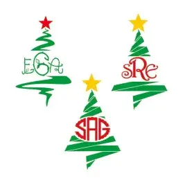 Christmas Tree Monogram Frame SVG Cuttable Design