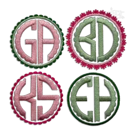 Dottie 2-letter Circle Machine Embroidery Font Sample