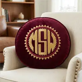 Pillow Circle Jagged Monogram Embroidery Font Frame